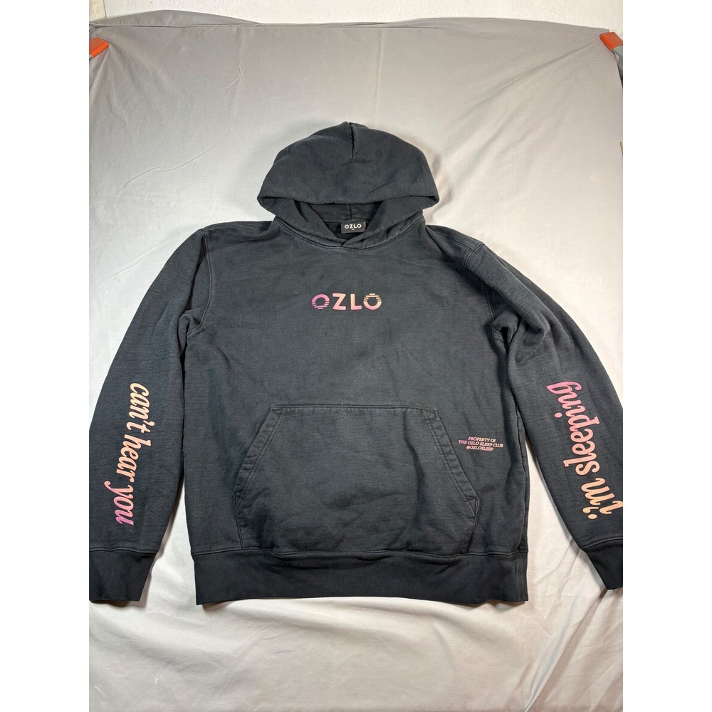 Ozlo Sleep Club Heavyweight Hoodie Mens Medium Black Pink Graphic Streetwear